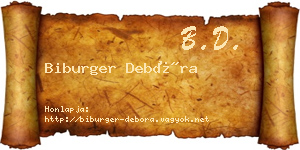 Biburger Debóra névjegykártya